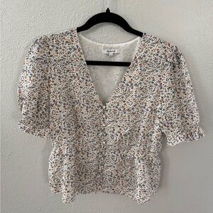 Madewell Floral V-Neck Blouse